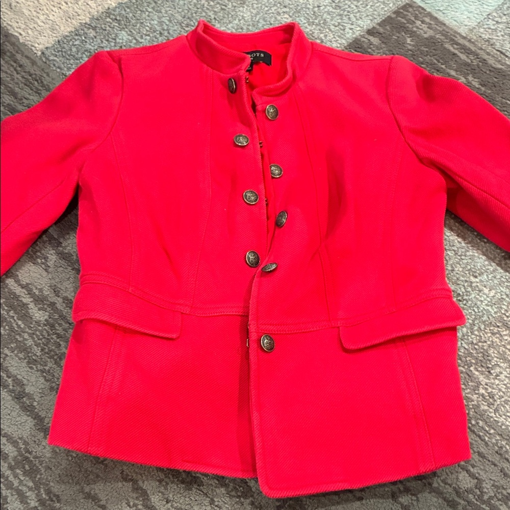 Talbots Vibrant Red Blazer with Button Detail